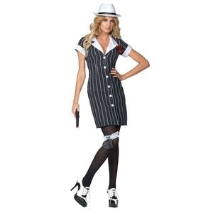 Mobster Pinup Dress Women's Size 6-8 Black White Pinstripe